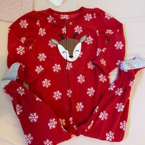 Carter's Red Reindeer Snowflake Onesie